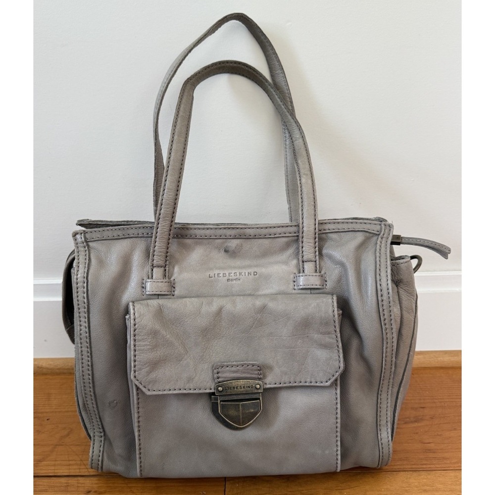 Authentic Liebeskind Berlin Gray Leather Tote Liebeskind Shoulder Bag